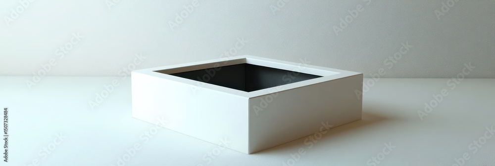 Aufkleber three-dimensional perspective of a white box with dark edges in an empty space