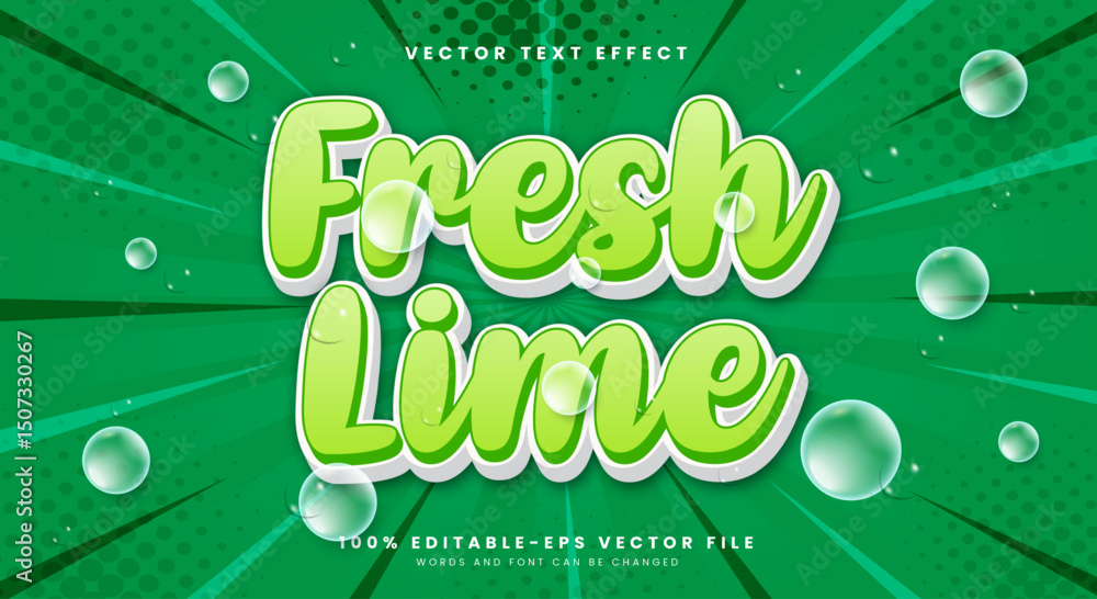 Poster fresh lime 3d editable text effect template suitable for liquid style