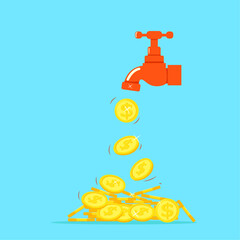 Golden Coins Dripping Tap vector image
