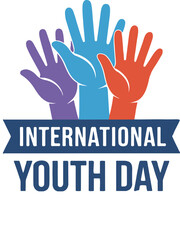 Fototapeta premium international youth day logo design unity hands banner