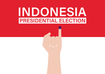 Little Finger with Purple Ink. Election in Indonesia. Election Concept. Vector Illustration.