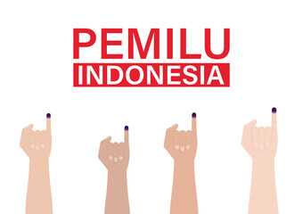 Little Finger with Purple Ink. Election in Indonesia. Election Concept. Vector Illustration.