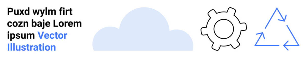 Cloud, gear, and recycling arrows implying technology, sustainability, workflow, process management, data storage, renewable energy and innovation. Ideal for apps services and a simple landing