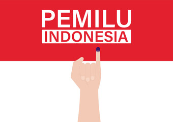 Little Finger with Purple Ink. Election in Indonesia. Election Concept. Vector Illustration.