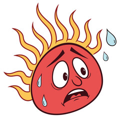 Hot Emoji with Red Face and Sweat Drop
