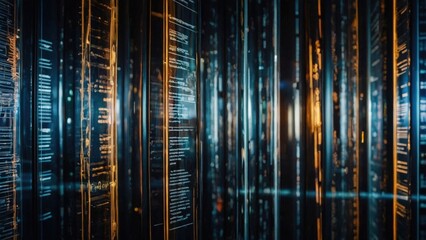 Obraz premium Digital data streams create a futuristic landscape in abstract technology environment