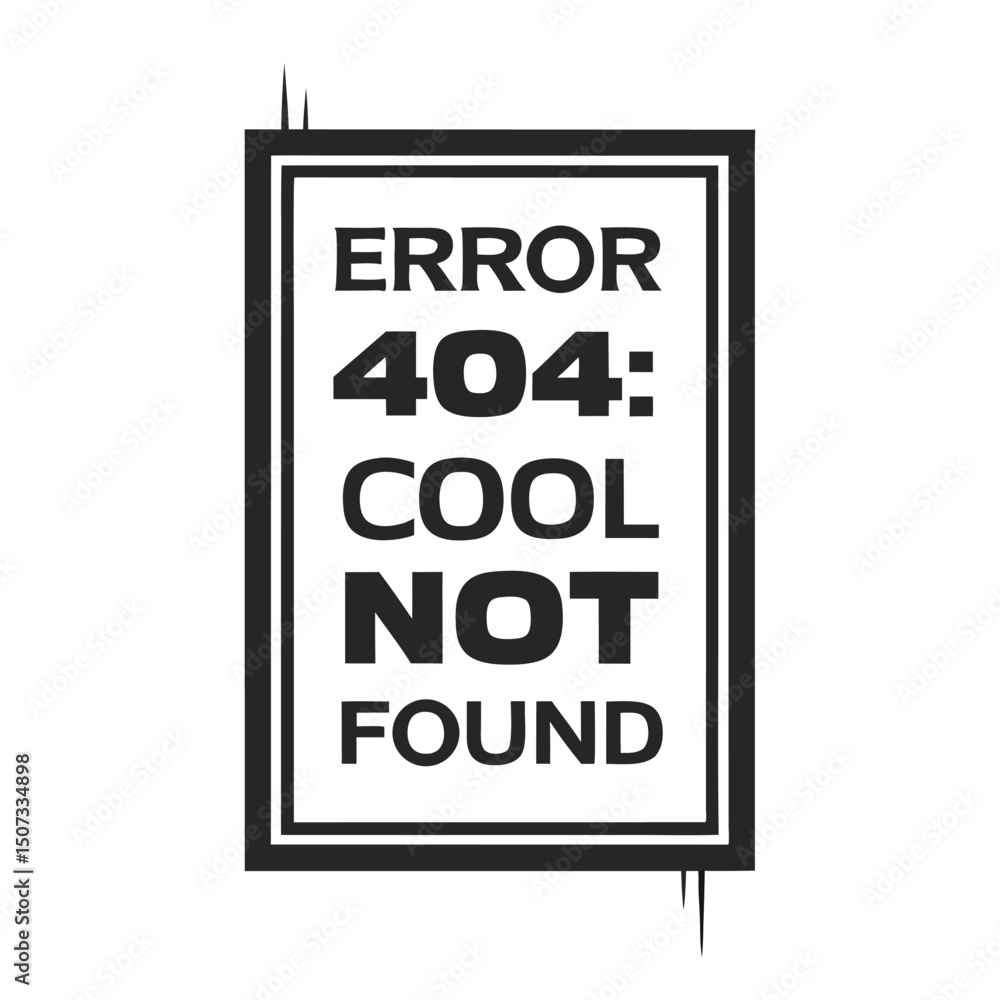 Aufkleber error 404 message in retro black frame with poking spikes, isolated