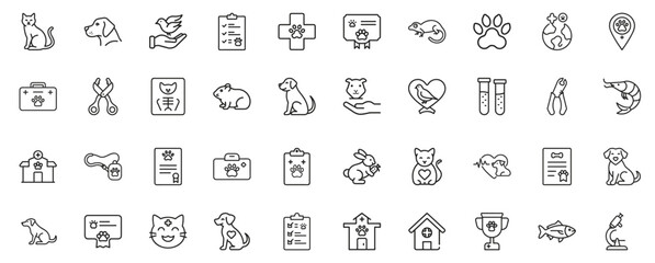A vector set of line art style petrelated icons