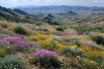 Dynamic 3D spring flowering in wide desert