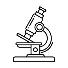 Microscope Icon Line Art On White Background