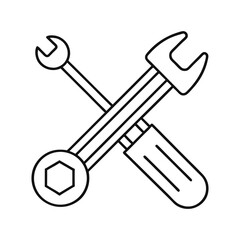 Screwdriver And Spanner Icon Vectorlineart On Whit