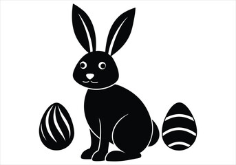 easter bunny with eggs silhouette 