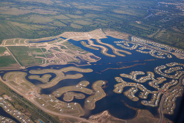 Private neighborhoods built on wetlands in the Parana River delta, Escobar, Buenos Aires Province, Argentina.