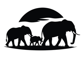 elephant family walking in sunset silhouette   © FARZANAAKTER