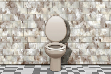 public toilet with wall mounted flush