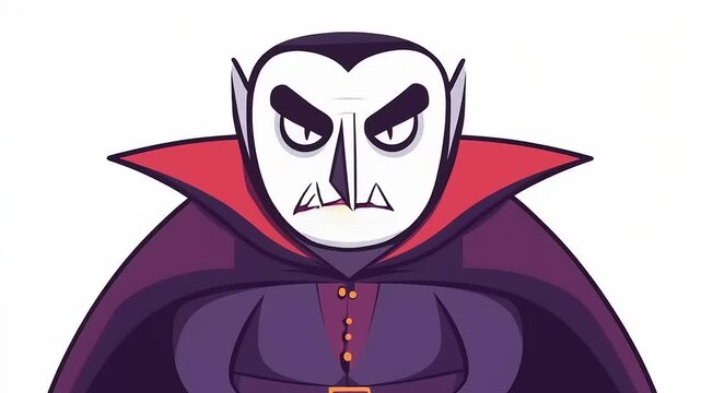 Animated vampire character, halloween themed with vintage cartoon style footage