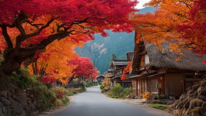 Fototapeta premium Rustic Charm of Japan in Autumn