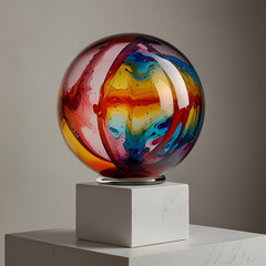 glass globe with colorful background