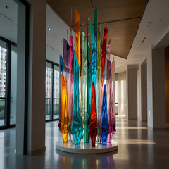 colorful glass vase with flowers