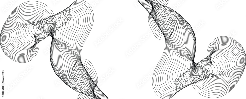 Poster abstract white background with curved lines, abstract background with wings, layered waveforms, soft