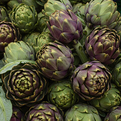 Obraz premium Vibrant Artichoke Harvest CloseUp View of Fresh Produce
