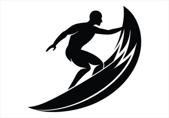 surfer riding a wave silhouette 