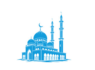 Silhouette of a mosque in Istanbul with its dome and minaret