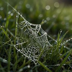 spider web with dew drops