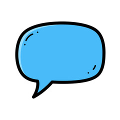 Fototapeta premium Speech bubble icon drawing comic style vibrant light blue thick black outlines
