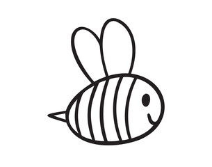 Cute little bee icon doodle hand drawn. Outline Cute little bee line drawing clipart symbol