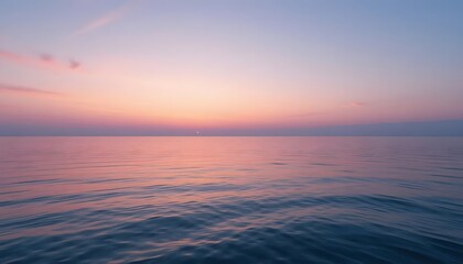 Fototapeta premium Soft Pastel Sunset Over Calm Ocean Water – Generative AI Seascape