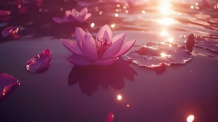 Soft, translucent flower petals glowing gently in soft light, creating a delicate and ethereal atmosphere with a sense of warmth and tranquility