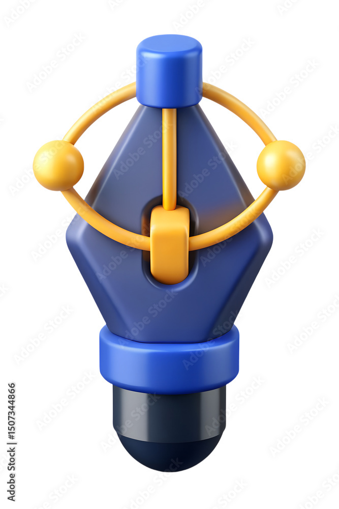 Poster abstract 3d rendering of a stylish digital pen tool with eye-catching design and bright contrasting 