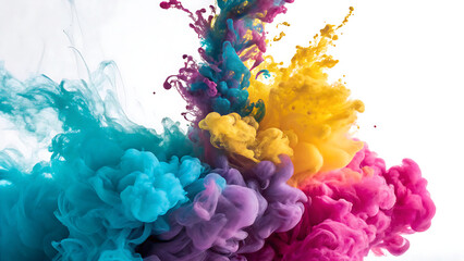 Fototapeta premium Abstract watercolor art with colorful paint splashes and ink stains on paper