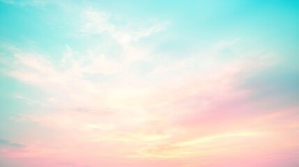 Obraz premium Soft, fluffy pastel clouds drifting across a pale blue sky, creating a calming and peaceful atmosphere with a dreamlike quality that inspires relaxation
