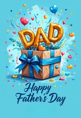 blue background sets the stage for a cheerful Father's Day card