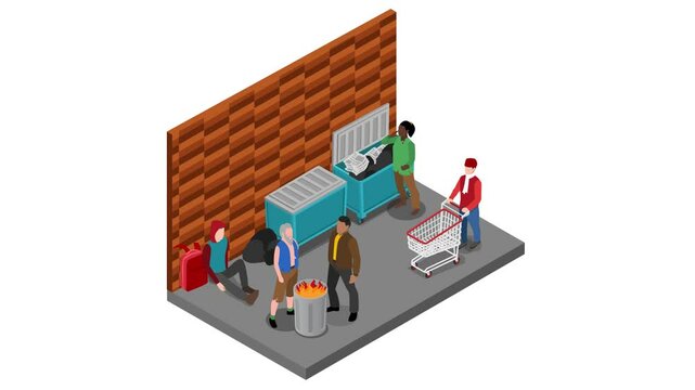 Urban poverty and social issues 3d animation cartoon