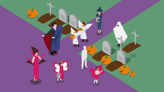 Halloween Costume Party in a Cemetery 3d animation cartoon
