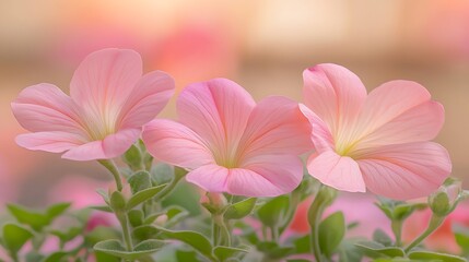 Light, airy blurred background of pastel flowers with soft petals and gentle sunlight creating an ethereal mood.