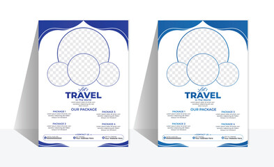 Vacation And Summer Travel flyer template design.