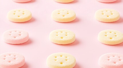 Faded pastel circular dots scattered across a soft background, creating a calming and abstract visual texture