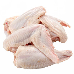 Chicken Wings Raw and Unseasoned on Isolated White Background