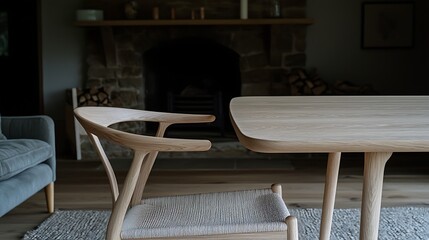 A clean wooden tabletop with soft natural grain, offering a subtle, warm texture and a smooth, minimalistic appearance.