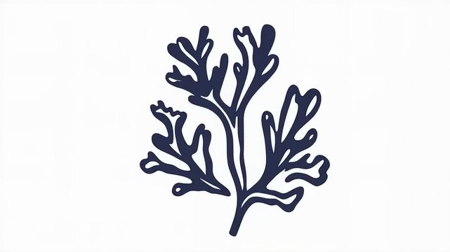 Minimalist Seaweed Illustration on White Background for Design Projects