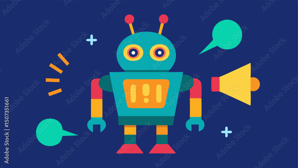 Poster discount alert a robot equipped with lights and sound announcing when a major discount is happening 