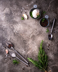 Rosemary, garlic, salt and pepper.