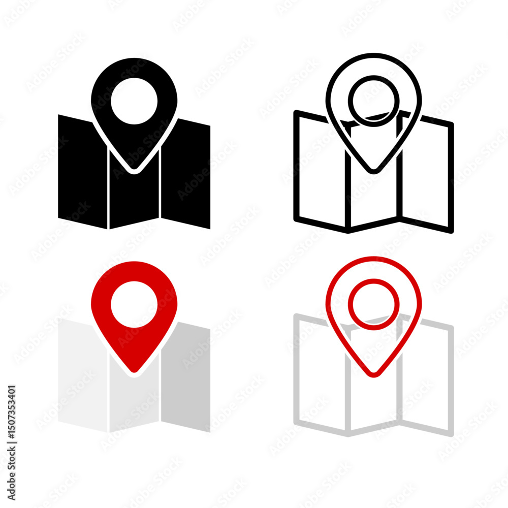 Poster minimalist location and map pin icon set for gps and digital navigation. vector illustration