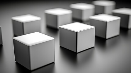 Obraz premium Isometric cubes in grayscale forming a continuous pattern, showcasing geometric precision and depth in a clean and modern way