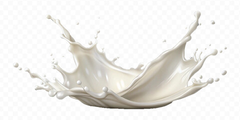 realistic 3d smooth milk splashes in the wave style  isolated on transparent background	
