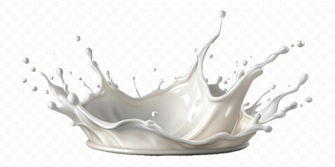 realistic 3d smooth milk splashes in the wave style  isolated on transparent background	
